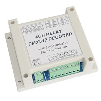 1 шт реле dmx512 контроллер декодера DMX-RELAY-4CH используется для светодиодных ламп светодиодные ленты вход AC110-220V