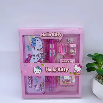 10 комплектов детских канцелярских принадлежностей Sanrio Hello Kitty с милым мультяшным сюрпризом, в комплекте пенал, точилка для карандашей, подарки