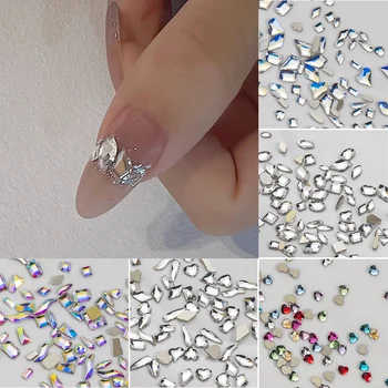 100шт Смешанных страз для дизайна ногтей Crystal AB, стразы с плоской обратной стороной, блестящие стеклянные камни для ногтей, драгоценные камни для 3D ногтей, украшения для маникюра своими руками