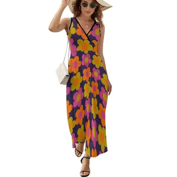 1960-е 60-е годы, платье без рукавов с цветами и ромашками, платья summer woman 2023, Летние платья для женщин