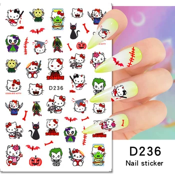 1ШТ Sanrio Мультяшные наклейки для ногтей Horror Hello Kitty 3D Клейкие наклейки Kulomi Наклейка для ногтей Пресс на ногти Маникюр