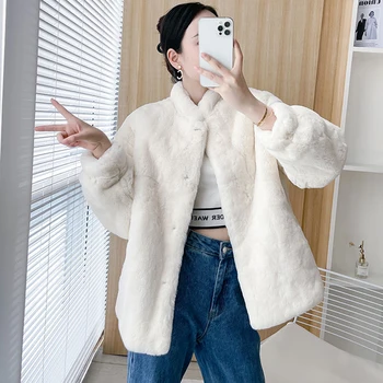 2023 Корейские модные пальто из овечьей шерсти, женская уличная одежда, куртки из искусственного меха с круглым вырезом, Женское осенне-зимнее толстое теплое плюшевое пальто
