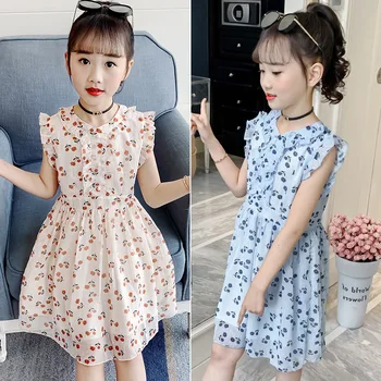 2023 Корея Летнее детское пышное платье Платья для маленьких девочек Цельное платье Детские Летние платья Модная одежда Лидер продаж