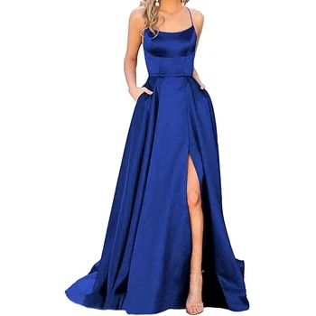 2023 Королевские синие вечерние платья трапециевидной формы, длинное элегантное платье для выпускного вечера, простые вечерние платья, вечернее платье Vestidos Elegantes