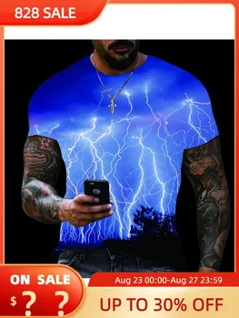 2023 Летняя новая мужская футболка оверсайз, повседневные футболки с 3D-цифровым принтом на молнии, мужские футболки с коротким рукавом