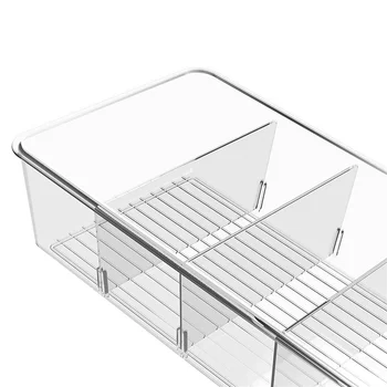 3 Ящика-органайзера для хранения в холодильнике - прозрачный органайзер для закусок для кладовой с 3 съемными перегородками, для приправ