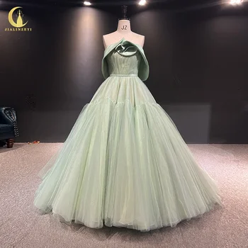 3133 Настоящие зеленые платья трапециевидной формы без бретелек для официальных мероприятий -vestidos de noche robe de soirée вечернее платье
