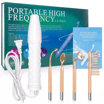4 в 1 Высокочастотная Электродная палочка с неоновой стеклянной трубкой для электротерапии, средство для удаления пятен от акне, домашний Спа-салон, палочка для терапии лица, инструмент