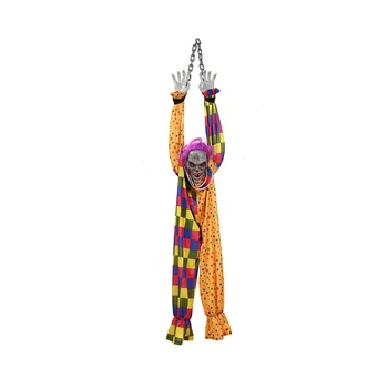 5,6 Футовый Подвесной анимированный говорящий и трясущийся страшный клоун с цепочкой, активируемый касанием для декора Хэллоуина