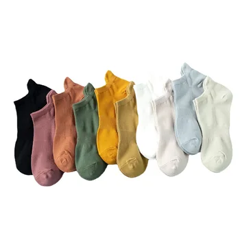 5 пар хлопчатобумажных коротких носков для девочек, качественные женские носки с глубоким вырезом, спортивные сетчатые дышащие Летние Осенние повседневные мягкие носки