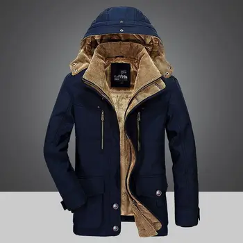 6XL 2023 Мужская парка Зимнее пальто на флисовой подкладке Утолщенная теплая куртка-бомбер Зимние костюмы на молнии с капюшоном Военная верхняя одежда Мужская одежда