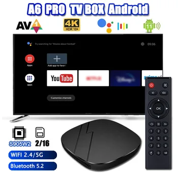A6 PRO Smart Android TV Box Amlogic S905W2 Android 11 2 ГБ 16 ГБ 4K HD Голосовой Ассистент TV Box Медиаплеер Телеприставка