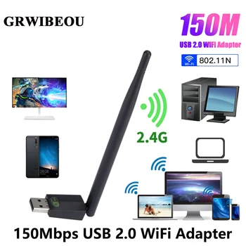 GRWIBEOU Mini USB WiFi Адаптер LAN Wi-Fi Приемник 150 Мбит /с WIFI Адаптер Беспроводная Сетевая карта Для ПК Windows