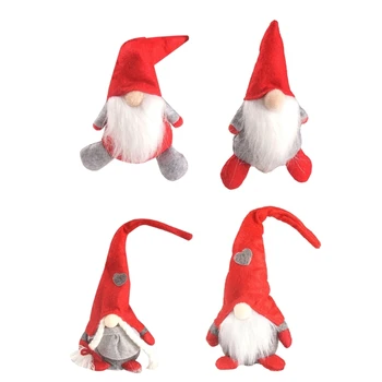H7EA Рождественское шерстяное безликое плюшевое украшение Rudolph Gnome ручной работы для вечеринки