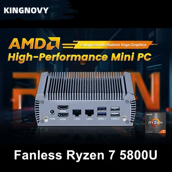 KingNovy FU02 Безвентиляторный Мини-ПК AMD Ryzen 7 5800U с 8 ядрами и 16 потоками Barebone PC Win 11 HTPC 2x4K WiFi6 Настольный Игровой компьютер