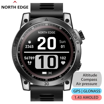 NORTH EDGE 2023 Новые GPS Часы Мужские Спортивные Смарт-Часы HD AMOLED Дисплей 50 М АТМ Высотомер Барометр Компас Smartwatch для Мужчин