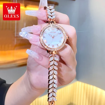 OLEVS Новые оригинальные кварцевые часы для женщин, элегантные женские наручные часы, роскошные водонепроницаемые часы с бриллиантовой инкрустацией Reloj Mujer