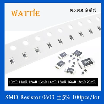 SMD резистор 0603 5% 0.01R 0.012R 0.013R 0.015R 0.016R 0.018R 0.02R 100 шт./лот микросхемные резисторы 1/10 Вт со сверхнизким значением сопротивления