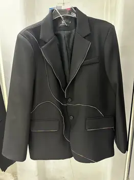 TD9041 Модные мужские пальто и куртки 2023 для подиума из полупрозрачной жаккардовой сетки, новый китайский летний свободный костюм на шнуровке
