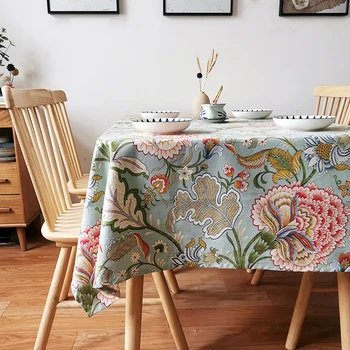 tkaniny styl wiejskiObrus w kolorze Morandi prostokątny stół z lnu bawełnianego stolik do herbaty obrus z