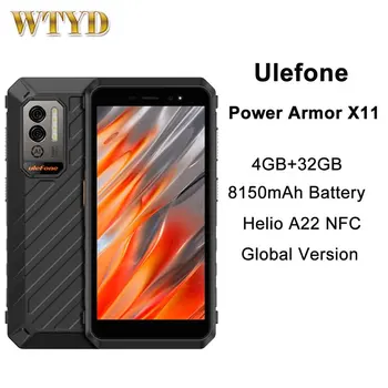 Ulefone Power Armor X11 Прочный Телефон 4 ГБ + 32 ГБ 8150 мАч 5,45 дюймов Android 13 Helio A22 4G NFC Глобальная версия смартфона
