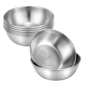 UPKOCH 8шт Круглые тарелки для приправ, блюдца для погружения в воду из нержавеющей стали, миски, мини-тарелки для закусок для домашнего ресторана (серебристые)