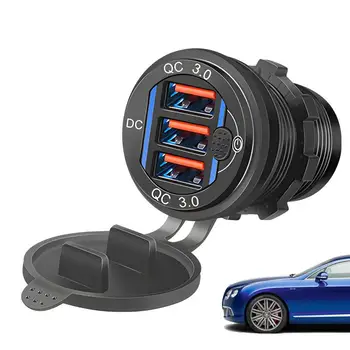 Автомобильное зарядное устройство для телефона QC 3.0, 3-портовый блок быстрого зарядного устройства С переключателем, Штекер для быстрой зарядки электронных устройств, камера GPS, сотовый телефон