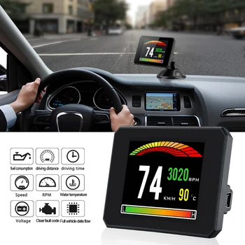 Автомобильный головной дисплей Hud с 3-дюймовым экраном TFT LCD Дисплей Hd Цифровой цветной автомобильный Obd2 Компьютер для безопасного вождения Автомобильные аксессуары