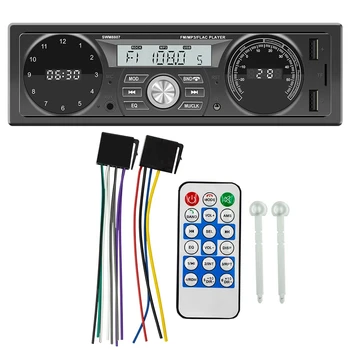 Автомобильный стерео MP3-плеер 1DIN в приборной панели, автомобильное FM-радио, Bluetooth, USB / AUX-вход, зарядка с часами и температурой