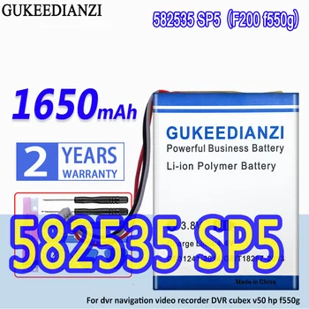 Аккумулятор GUKEEDIANZI высокой емкости 582535 SP5 (F200 f550g) 1650 мАч для видеорегистратора cubex v50 hp f550g для видеорегистратора навигации