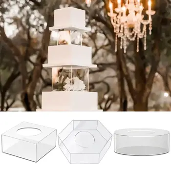 Акриловый диск для торта, круглые/квадратные/шестиугольные Акриловые подставки для десертов, подставка для десертной выпечки, подставка для коробки для торта, пиццы