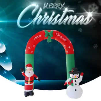 Арка универмага длиной 2,4 м, симпатичная арка в рождественской атмосфере со светодиодной подсветкой с Санта-Клаусом и снеговиком для вечеринок