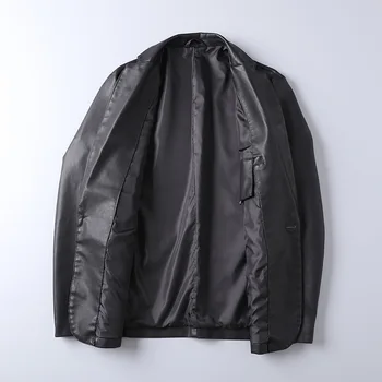Брендовая кожаная куртка Мужская Корейская версия для похудения, осенне-зимняя деловая куртка из искусственной кожи, мужской костюм, куртка с воротником 5xl