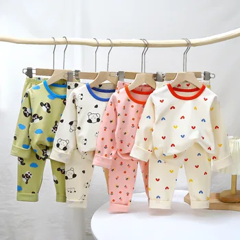 Весенне-осенний комплект пижам для девочек и мальчиков, нижнее белье, милая детская домашняя одежда, пижамы для подростков, комплект детской одежды из двух предметов
