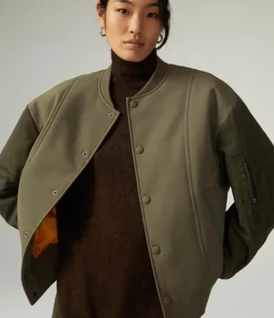 Весенняя новая женская комбинированная куртка-бомбер 2023, женская куртка, модная Темпераментная ветровка, осеннее женское пальто
