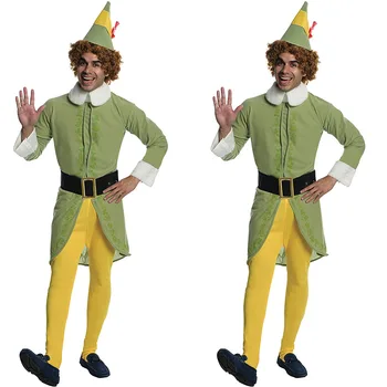 Взрослый Рождественский костюм зеленого эльфа сценическая одежда для косплея