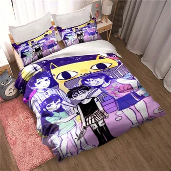 Всесезонный комплект постельного белья в стиле аниме Омори в стиле хиппи, комплект одеял из 3 предметов, пододеяльник, покрывало для одеяла Double King, домашний текстиль