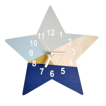 Декоративные бесшумные настенные часы для детской комнаты в синей геометрической форме