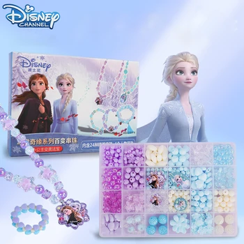 Детские игрушки-головоломки Disney Elsa, бусины для девочек, материал ручной работы, сделай сам, сумка, украшения Elsa, ожерелье, браслет, бусы, Новинка