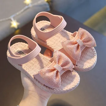 Детские летние сандалии Корейское издание Повседневные универсальные сандалии для девочек; прекрасная обувь принцессы; нескользящая дышащая пляжная обувь;