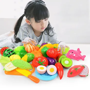 Детский набор кухонных игрушек для резки фруктов и овощей, Имитирующая Пластиковую игрушку для резки пиццы для детей, игрушка для детского домика 3-6 лет