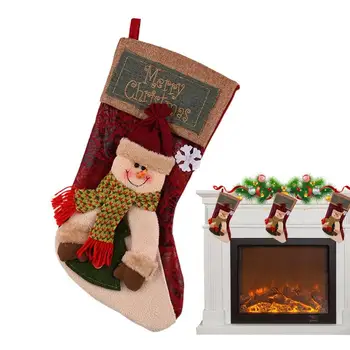 Детский Рождественский чулок 18 дюймов, Каминные драпировки, Чулки, Подарочная сумка из фетра Санта-Клауса, Снеговика и Лося, Рождественская подарочная сумка ручной работы