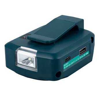 Для Makita ADP05 14,4 В/18 В Lion Аккумулятор USB/Type-C Конвертер Порты и Разъемы со Светодиодной Подсветкой Прожектор Наружный Свет для Makita