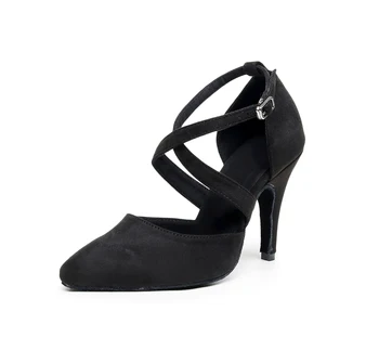 Женская танцевальная обувь для девочек на высоком каблуке, Замшевая резина для Сальсы, Джаза, латиноамериканских танцев, на шнуровке, для танцев 6-11 см