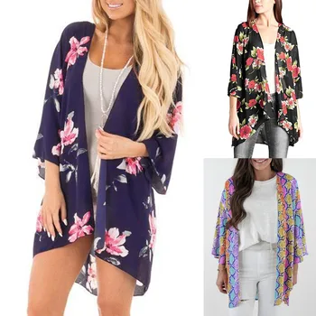 Женские летние блузки, Топы с цветочным принтом, Летние рубашки с коротким рукавом, рубашки с V-образным вырезом, блузки-туники