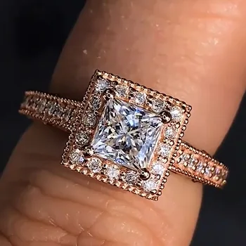 Женское кольцо из цельного розового золота 10 карат, муассанит, бриллианты 1, 2, 3, 4, 5 карат, открытое кольцо принцессы для свадебной вечеринки, годовщины помолвки