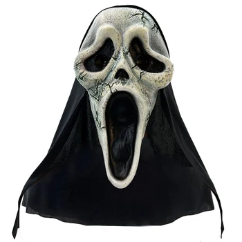 Жуткая маска с лицом призрака, страшная одежда для Хэллоуина, головные уборы для взрослых, реквизит для костюмов для ролевых вечеринок