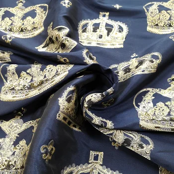 Золотая шелковая парча, жаккардовая ткань, корона, двухслойная ткань, модная ветровка, дизайнерский костюм, пальто, материал для шитья Оптом