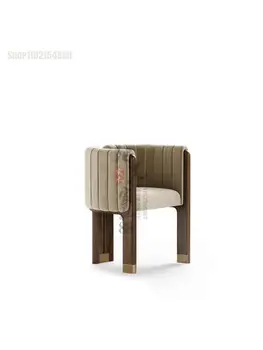 Изготовленная на заказ Ткань Массив Дерева Современный Легкий Роскошный Обеденный стул Дизайнерский стул для переговоров и отдыха Одноместный стул из нержавеющей Стали Отель