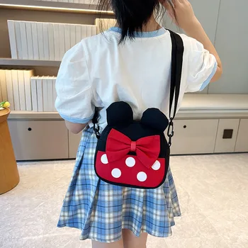 Кавайная милая маленькая сумка для женщин 2023, новая Корейская модная холщовая сумка через плечо с рисунком из мультфильма, мини-контрастная сумка через плечо в подарок